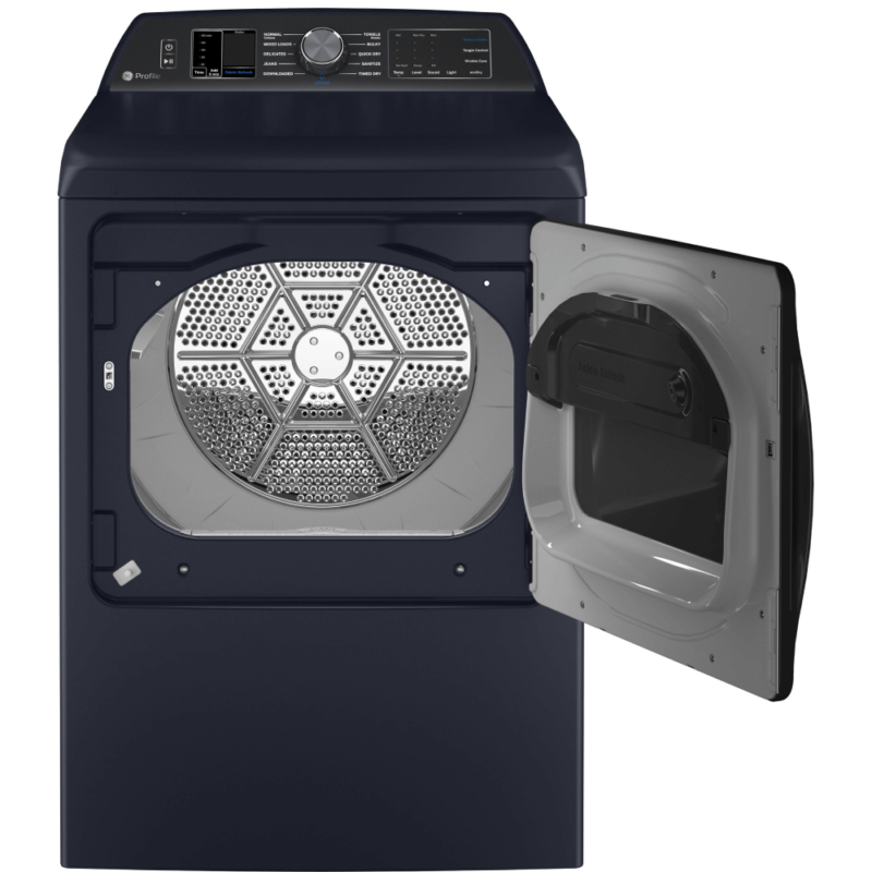 GE Profile™ 7.3 cu. ft. Capacity Smart Gas Dryer with Fabric Refresh door open product image