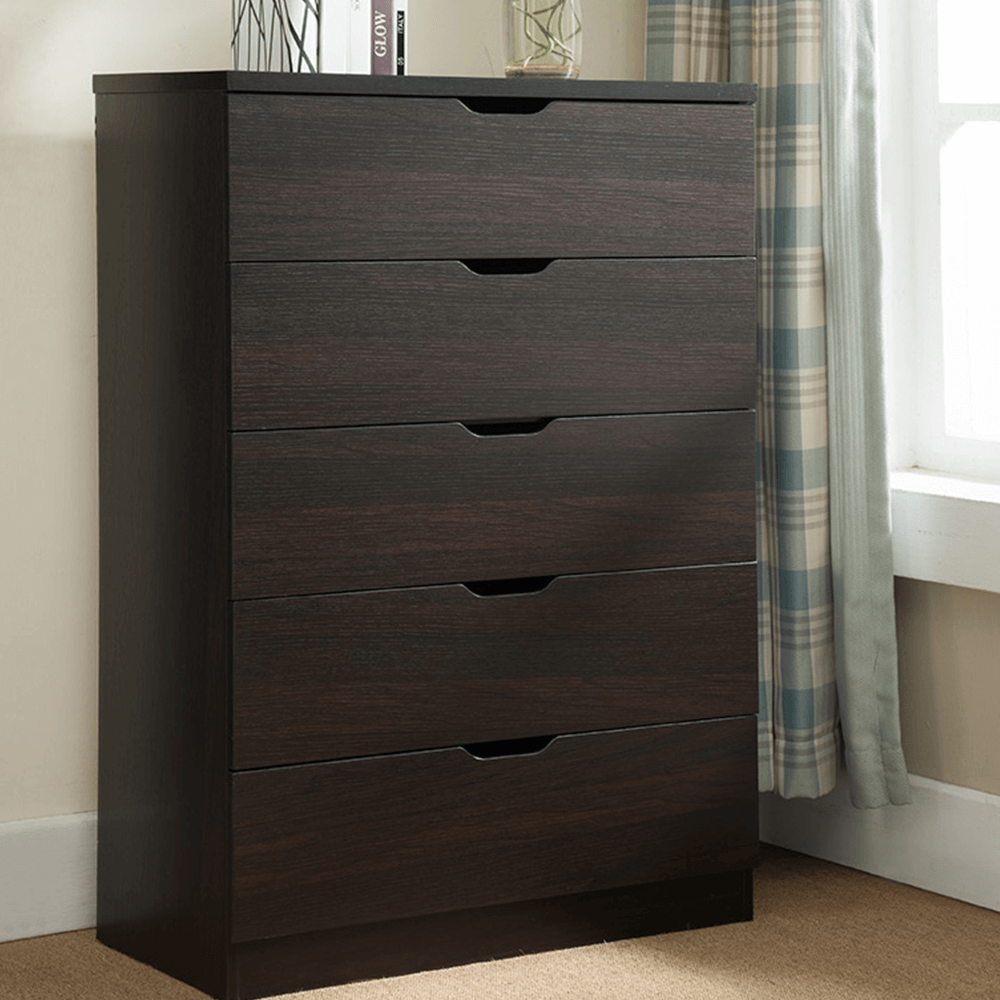 5 Drawer Chest With Cutouts in Cocoa Finish By ID USA