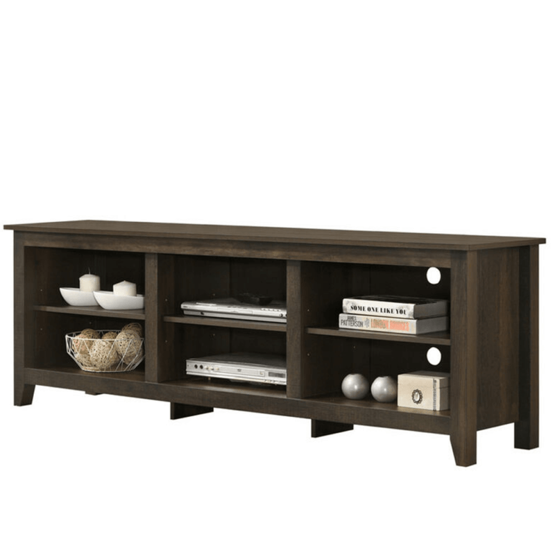 Benito Dark Dusty Brown 70" Wide TV Stand with Open Shelves and Cable Management no background product image