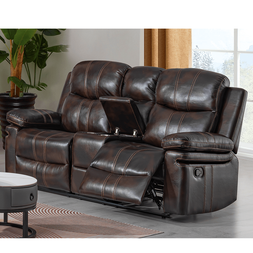 Kellen Loveseat with Console Storage and Recliners By New Classic Furniture