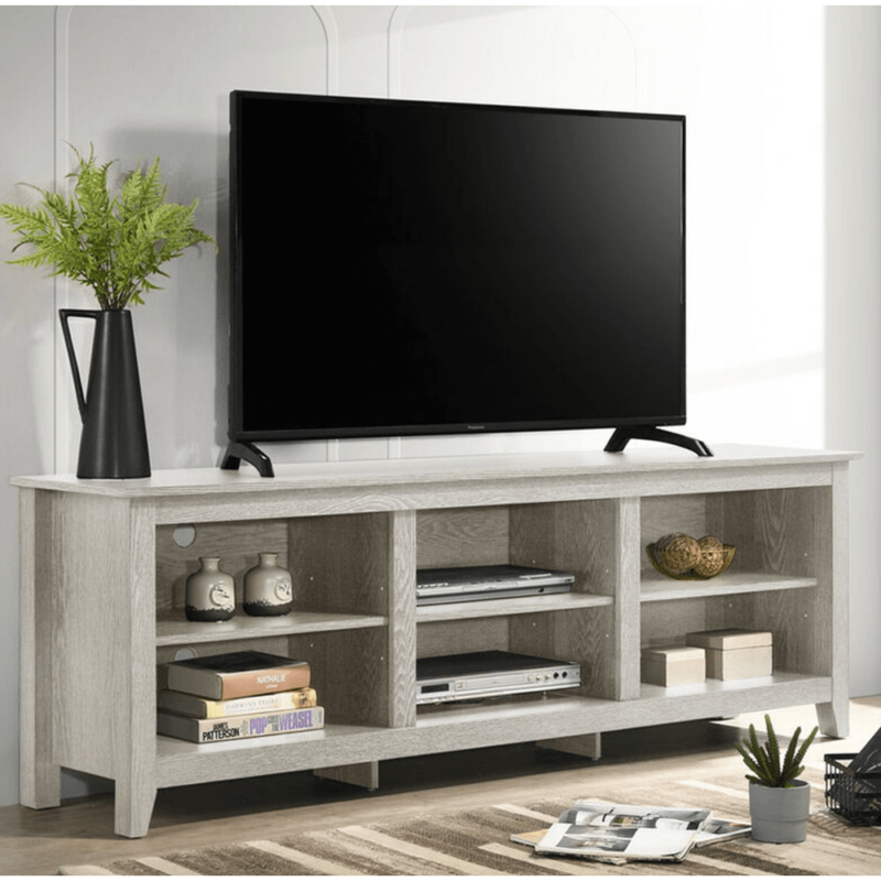 Benito 70" Wide TV Stand with Open Shelves and Cable Management Dusty Gray By Lilola Home product image