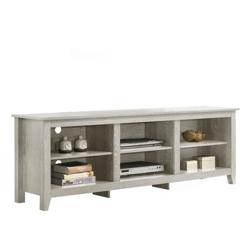 Benito 70" Wide TV Stand with Open Shelves and Cable Management Dusty Gray By Lilola Home no background product image