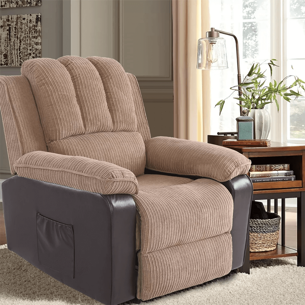 Massage Reclining Chair With Heat and Massage in Khaki By Simple Relax