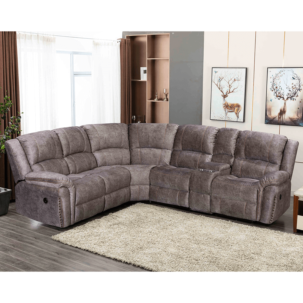 6pc.Sectional With 2 Power Recliners and 1 Manual Recliner in the Brown By Milton Green Stars